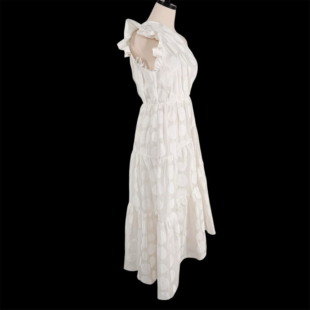 Ulla Johnson Ariane Dress Off White Polka Dot Silk Midi Bridal LWD Party Size 2 - Picture 5 of 16